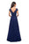 la Femme - 26942 V Neck Floral Lace Appliqued A-Line Tulle Gown In Green