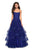 La Femme - 27694 Jeweled Rose Lace Appliqued Tulle Gown In Blue