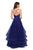 La Femme - 27694 Jeweled Rose Lace Appliqued Tulle Gown In Blue