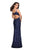 La Femme - 27191 Sequined Plunging Sweetheart High Slit Gown In Blue