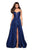 La Femme - 27528 Embroidered Floral High Slit Mikado Gown