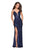La Femme - 27191 Sequined Plunging Sweetheart High Slit Gown In Blue