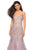 La Femme - 27710 Floral Lace V-neck Mermaid Dress With Train In Pink and Gold