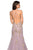 La Femme - 27710 Floral Lace V-neck Mermaid Dress With Train In Pink and Gold