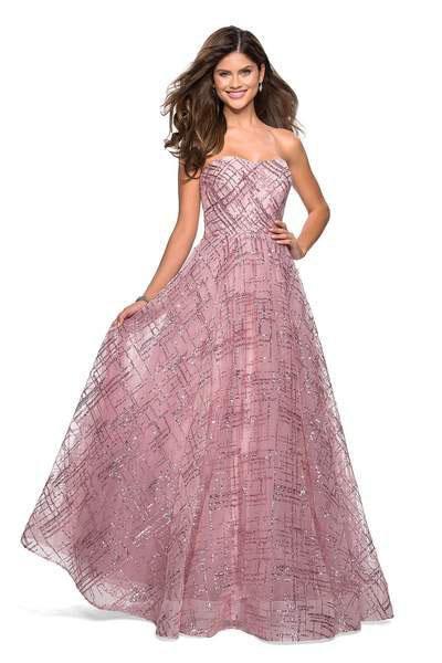 La Femme - 27237 Sequined Sweetheart A-line Dress In Pink