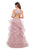 La Femme - 27570 Plunging V-Neck Layered A-Line Dress in Pink