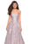 La Femme - 27269 Strapless Sweetheart Floral Lace Applique A Line Gown In Neutral and Purple