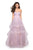 La Femme - 27624 Strapless Sweetheart Tiered Tulle Skirt A-Line Gown In Purple and Neutral