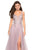 La Femme - 27646 Floral Embroidered Plunging V-Neck A-Dress In Purple
