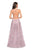 La Femme - 27704 V-Neck Pleated A-Line Gown with Slit In Purple