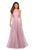 La Femme - 27616 Sleeveless Metallic Chiffon A-Line Prom Dress In Purple and Pink