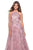 La Femme - 27451 Sequined Lattice High Halter A-Line Gown In Purple