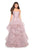 La Femme - 27620 Appliqued Sweetheart Bodice Tiered Tulle Gown In Pink