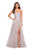 La Femme - 27803 Strapless Floral Embellished Tulle A-line Dress In Purple and Silver