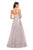 La Femme - 27803 Strapless Floral Embellished Tulle A-line Dress In Purple and Silver