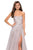 La Femme - 27803 Strapless Floral Embellished Tulle A-line Dress In Purple and Silver