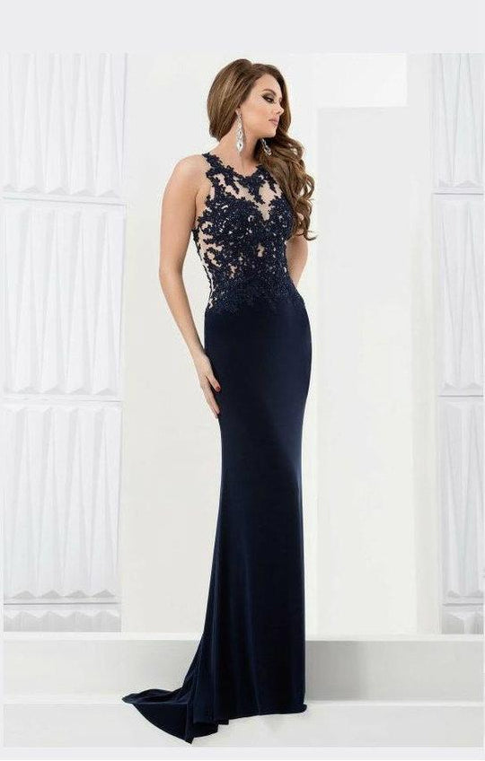 Beaded Halter Long Gown 5751