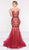 Colors Dress - 2022 Strapless Beaded Fitted Trumpet Gown in Red and Neutral