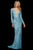 Sherri Hill - 53130 Beaded Plunging V-Neck Long Dress In Blue