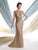 Montage by Mon Cheri - 113920 Floral Embroidered Bateau Gown In Brown