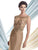 Montage by Mon Cheri - 113920 Floral Embroidered Bateau Gown In Brown