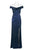 Aidan Mattox - MD1E202005 Pleated Off-Shoulder Satin Trumpet Dress In Blue
