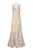 Aidan Mattox - MD1E202493 Floral Metallic Jacquard Deep V-neck Dress In White and Gold
