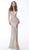 Jovani - 62998 Beaded Deep Halter V-neck Sheath Dress In White and Neutral