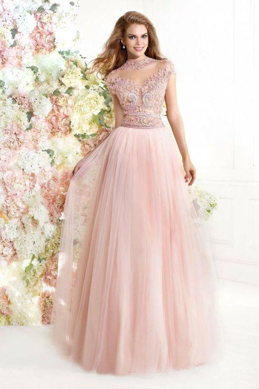 Tarik Ediz - Embellished High Neck Long Dress 92414