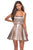 La Femme - 28181 Metallic Scoop A-Line Cocktail Dress In Pink and Gold