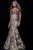 54687 Multi-Colored Floral Print Sweetheart Mermaid Dress