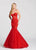 Ellie Wilde - EW118088 Floral Embroidered Illusion Corset Mermaid Gown In Red