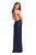 La Femme - 26964 Fully Beaded Cowl Neck Sheath Dress In Blue