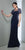 Mignon - Beaded Illusion Jewel Neck Jersey Dress VM1077C in Blue