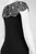 Mignon - Jeweled Cap Sleeve Jersey Gown AL1889B in Black