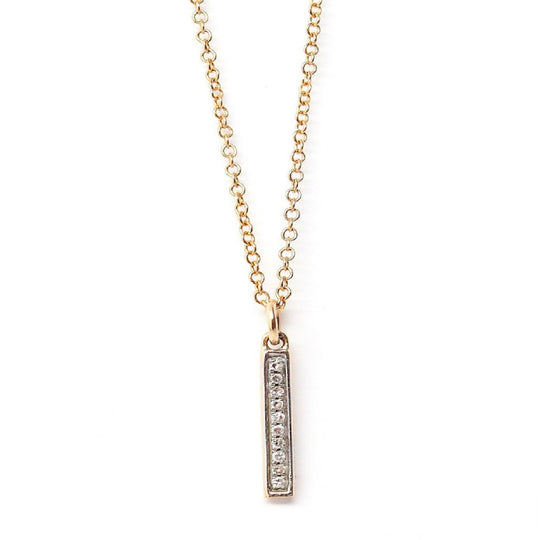 14k Gold Mini Diamond Bar Necklace
