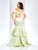 Clarisse - 4915 Off-Shoulder Two-Piece Tiered Trumpet Gown in Green