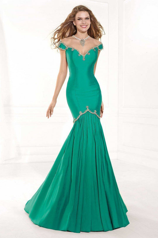 Tarik Ediz - Embellished Mermaid Gown 92379 in Green