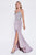 Cinderella Divine - ML927 Appliqued Plunging V-Neck Trumpet Dress In Purple and Silver