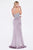 Cinderella Divine - ML927 Appliqued Plunging V-Neck Trumpet Dress In Purple and Silver