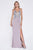 Cinderella Divine - ML927 Appliqued Plunging V-Neck Trumpet Dress In Purple and Silver