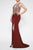Cinderella Divine - ML927 Appliqued Plunging V-Neck Trumpet Dress In Red and Gold