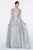 Cinderella Divine - ML929 Floral Glitter Plunging V-Neck Gown In Silver