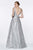 Cinderella Divine - ML929 Floral Glitter Plunging V-Neck Gown In Silver