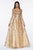 Cinderella Divine - ML929 Floral Glitter Plunging V-Neck Gown In Gold