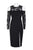 Aidan Mattox - MN1E201357 Floral Lace Long Sleeve Fitted Dress In Black