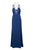 Aidan Mattox - MN1E201862 Floral Embroidered V-neck Taffeta Dress In Blue