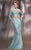 MNM Couture - 9110W Embroidered Illusion Jewel Lace Trumpet Gown In Blue