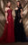 MNM Couture - 2123 Illusion Floral Fitted Long Gown in Red and Black