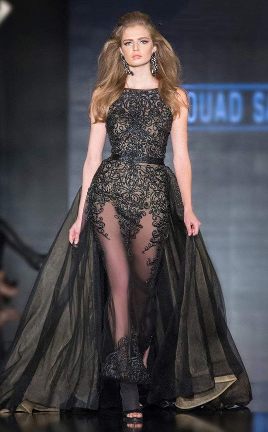 MNM Couture - 2188 Sleeveless Beaded A Line Long Gown in Black